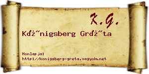 Königsberg Gréta névjegykártya